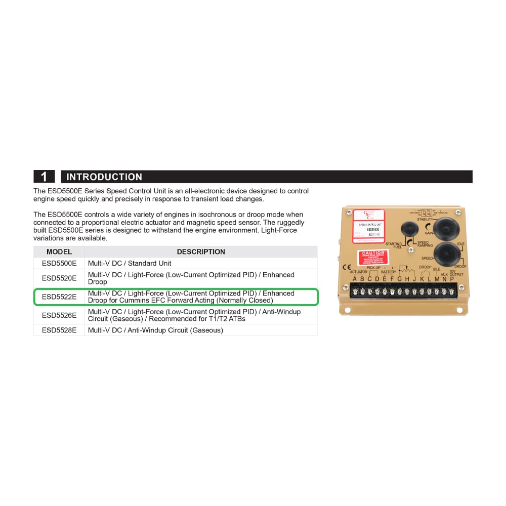 ESD5522E | Speed Controls