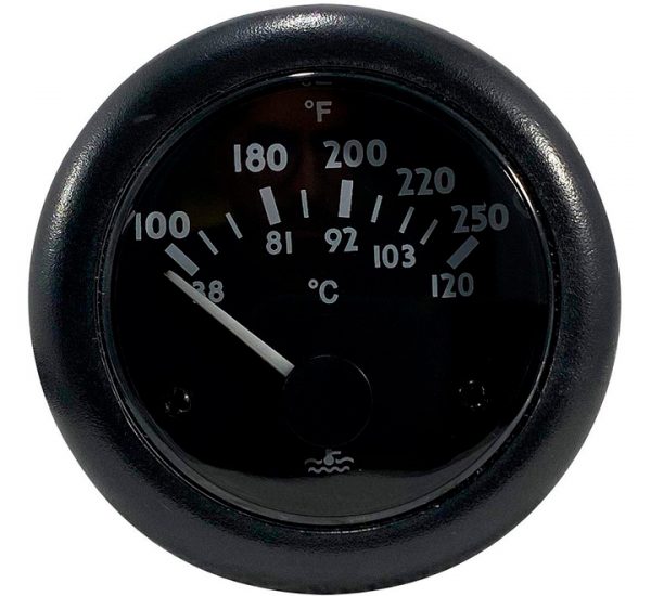 Water Temperature Gauge | 100-250 ºF or 38-120 ºC | 12 or 24 Volts