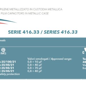 Mecc Alte | Ducati Energia 18µF Capacitor | P/N 416.33.43.60 | 9910303097 | UL-94 Class V2